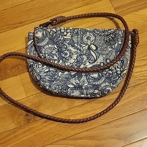 Sakroots Floral Patterned Crossbody Bag with Brown Strap